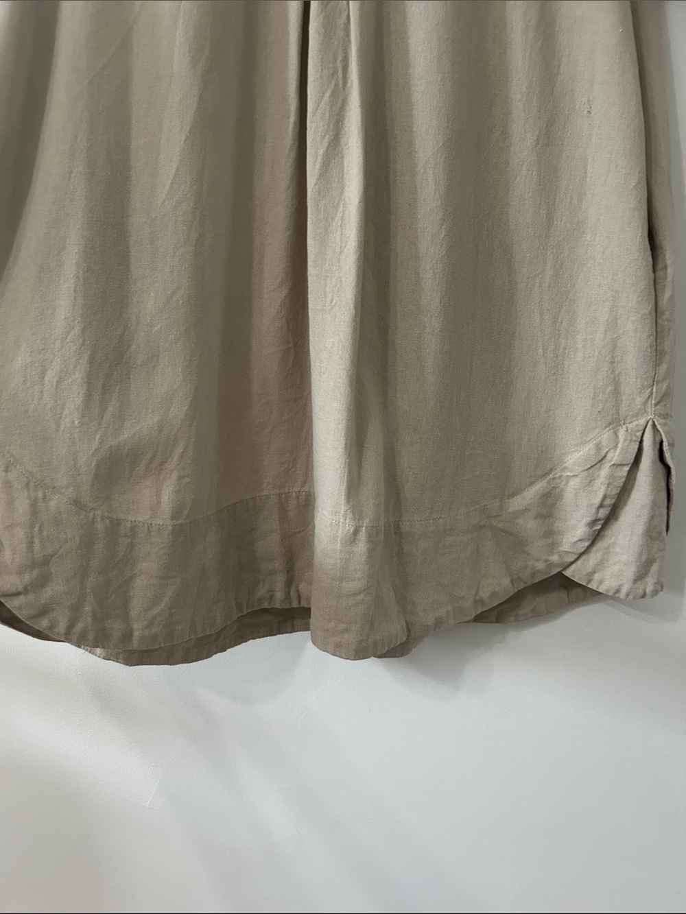 Cynthia Rowley Puff Sleeve Linen Shift Dress Tan Mini Relaxed Boho Shabby Chic - Picture 6 of 14